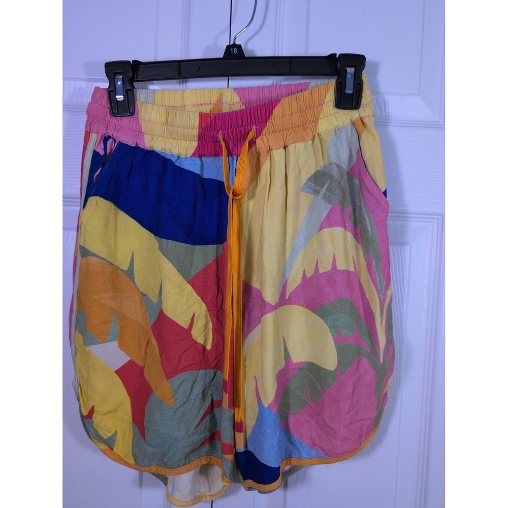 Farm Rio Shorts Womens Size S Multicolor Tropical Beach Elastic Waist